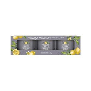 Yankee Candle Black Tea & Lemon votivní svíčky ve skle 3 x 37 g