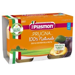 PLASMON Příkrm bezlepkový ovocný švestka 2x104 g, 4m+