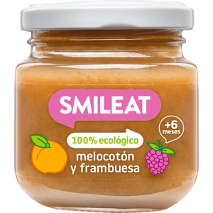SMILEAT Organic příkrm Broskev a malina 130 g, 8m+