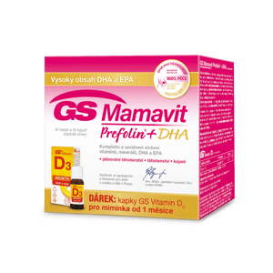 GS Mamavit Prefolin + DHA + EPA 30 tablet + 30 kapslí + dárek GS Vitamin D3
