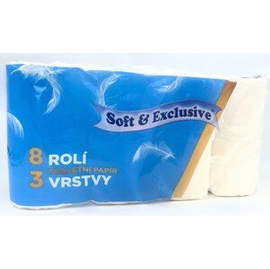Toaletní papír Soft & Exclusive, 8 ks, 3 vrs., bílý