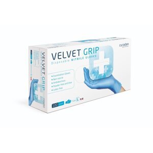 curaGRIP Rukavice nitrilové Velvet Grip, 100 ks, modré, nepudrované Rozměr: L