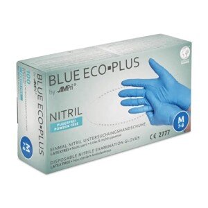 Rukavice nitrilové AMPri Blue Eco Plus, 100 ks, modré, nepudrované Rozměr: M