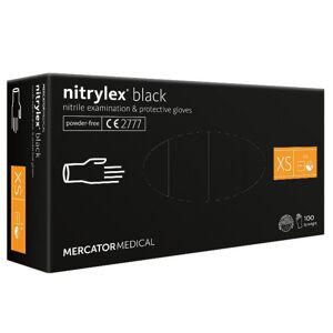 Rukavice nitrilové Mercator Medical Nitrylex black, 100 ks, černá, nepudrované Rozměr: XS