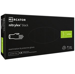 Rukavice nitrilové Mercator Medical Nitrylex black, 100 ks, černá, nepudrované Rozměr: S