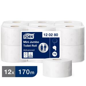 120280 Tork Advanced toaletní papír - Mini Jumbo, 2 vrstvy, 12 x 850 út., 1 x 12, bílá, T2