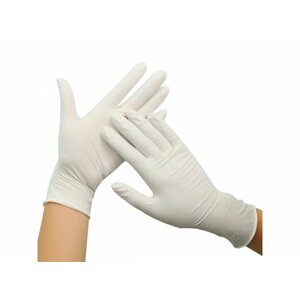 Latexové rukavice 100 ks, bílá, pudrované - MIX Rozměr: L