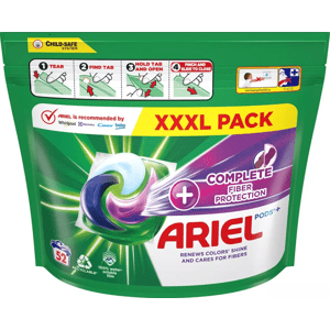 Gelové kapsle na praní Ariel Complete Fiber Protection, 52 ks
