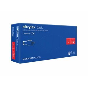 Jednorázové nitrilové rukavice Mercator Medical Nitrylex Basic modré 100 ks Rozměr: L