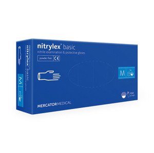Jednorázové nitrilové rukavice Mercator Medical Nitrylex Basic modré 100 ks Rozměr: M