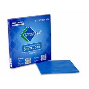 TOP GLOVE Latexová blána Dental Dam, 12.7 x 12.7 cm, 52 ks, máta Barva: Modrá