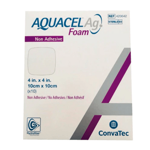 Convatec Aquacel Ag Foam Neadhezivní pěnové krytí s technologií hydrofiber a se stříbrem, 5 ks Rozměr: 20x20cm