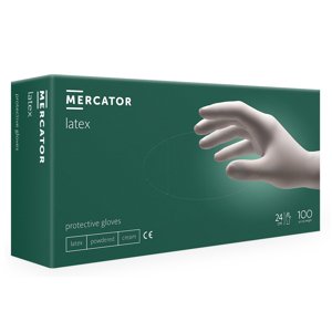 Rukavice latexové Mercator Medical Latex protective gloves, 100 ks, bílé, pudrované Rozměr: M