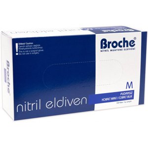 Rukavice nitrilové BROCHE, 100 ks, modré, nepudrované Rozměr: M