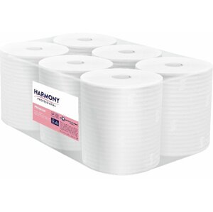 Papírové ručníky Harmony Autocut, 6 rolí, 150 m, bílé, 2 vrs., celulóza