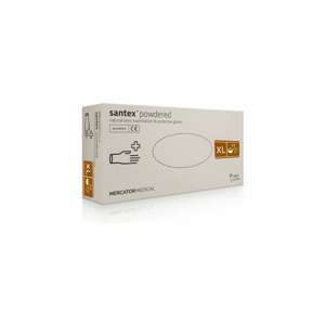Rukavice latexové Mercator Medical Santex powdered, 100 ks, krémové, pudrované Rozměr: S