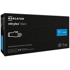 Rukavice nitrilové Mercator Medical Nitrylex black, 100 ks, černá, nepudrované Rozměr: M