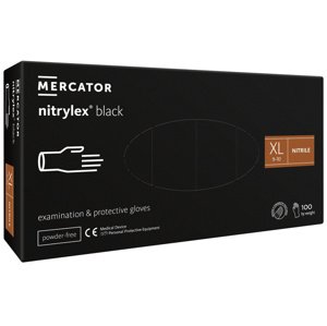 Rukavice nitrilové Mercator Medical Nitrylex black, 100 ks, černá, nepudrované Rozměr: XL