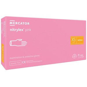 Mercator Nitrilové rukavice nepudrované růžové pink 100 ks Rozměr: XS