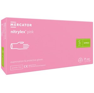 Mercator Nitrilové rukavice nepudrované růžové pink 100 ks Rozměr: S
