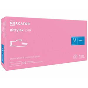 Mercator Nitrilové rukavice nepudrované růžové pink 100 ks Rozměr: M
