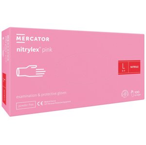 Mercator Nitrilové rukavice nepudrované růžové pink 100 ks Rozměr: L