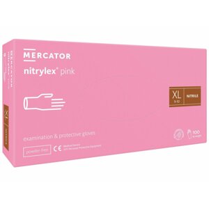 Mercator Nitrilové rukavice nepudrované růžové pink 100 ks Rozměr: XL
