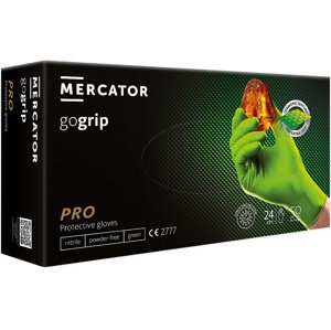 Rukavice nitrilové Mercator Medical Gogrip, 50 ks, zelené, nepudrované Rozměr: M